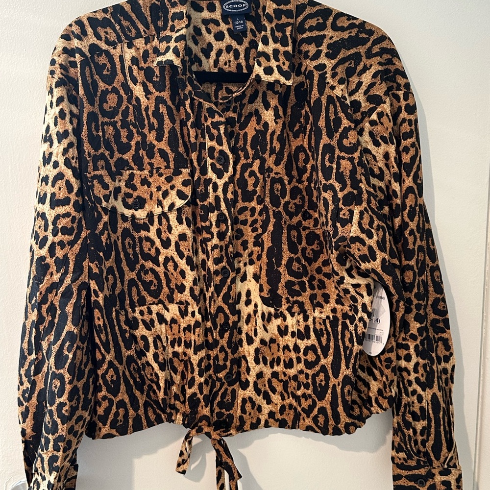 Leopard Print Button-Up Blouse